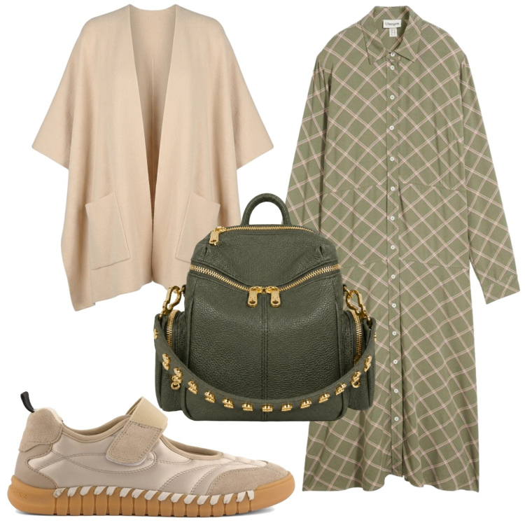 Outfit donna - Eleganza per il rientro. Stile Bon Ton per Ufficio. Abbinamento con vestiti chemisier, zaini, cappe, ballerine.