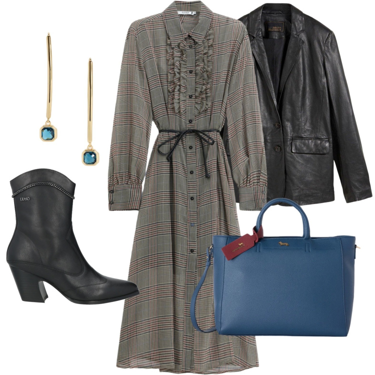 Outfit donna - Chemisier romantico. Stile Chic per Serata fuori. Abbinamento con stivaletti, blazer, borse a mano, vestiti midi/longuette, orecchini.