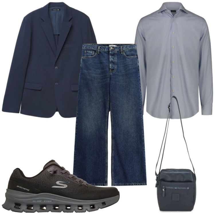 Outfit uomo - Total look #2468222. Stile Casual per Tutti i giorni. Abbinamento con jeans, giacche, camicie, portafogli, sneakers.