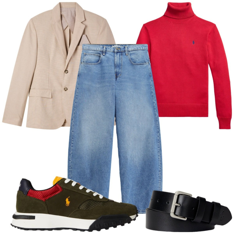 Outfit uomo - Total look #2468225. Stile Casual per Tutti i giorni. Abbinamento con jeans, giacche, cinture, sneakers, maglieria.