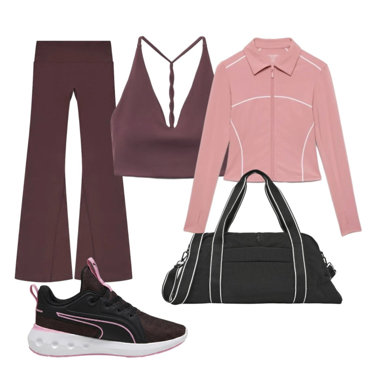 Outfit donna - Total look #2468286. Stile Casual chic per Sport. Abbinamento con borse sportive, felpe sportive, top sportivi, leggings sportivo, sneakers.