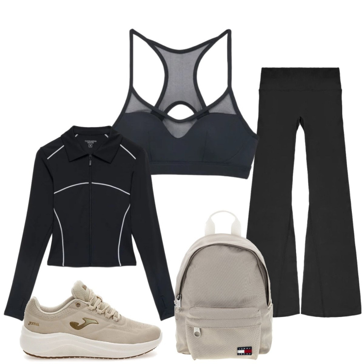 Outfit donna - Total look #2468289. Stile Casual chic per Sport. Abbinamento con leggings sportivo, top sportivi, felpe sportive, sneakers, zaini.