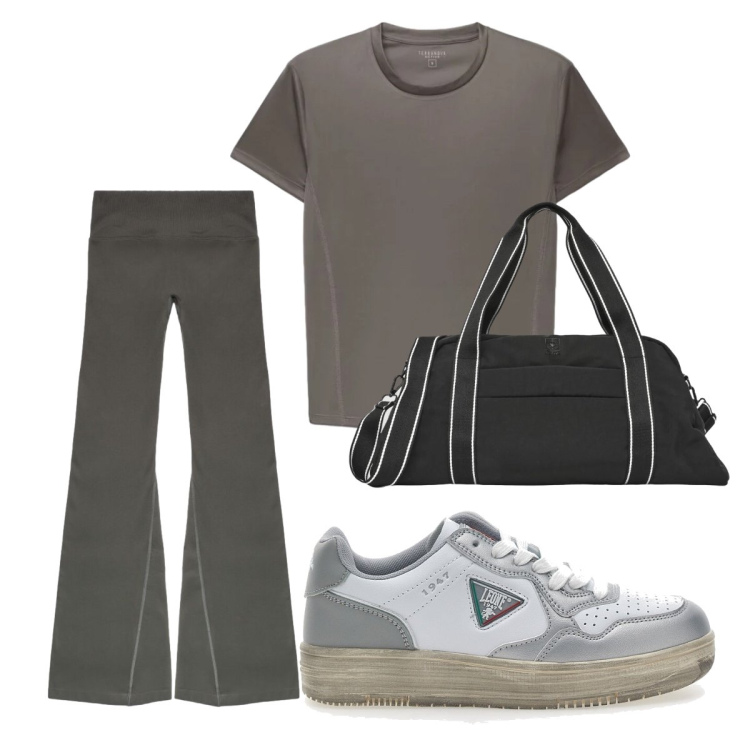 Outfit donna - Active Collection Performante. Stile Casual per Sport. Abbinamento con borse sportive, leggings sportivo, t-shirt sportive, sneakers.