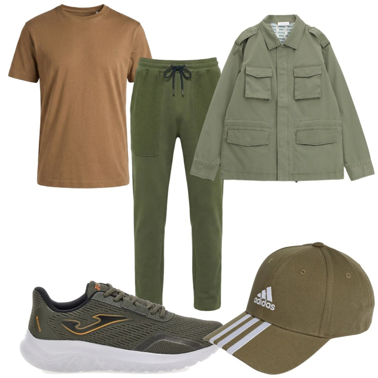 Outfit uomo - Total look #2468360. Stile Casual per Tutti i giorni. Abbinamento con pantaloni, t-shirt, cappotti, cappelli con visiera, sneakers.