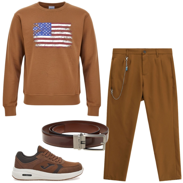 Outfit uomo - Total look #2468394. Stile Trendy per Tutti i giorni. Abbinamento con pantaloni, sneakers, cinture, felpe.