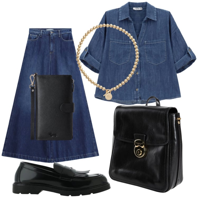 Outfit donna - Lo zaino per ricominciare. Stile Casual per Scuola/Università. Abbinamento con zaini, portafogli, mocassini, camicie, jeans, collane.