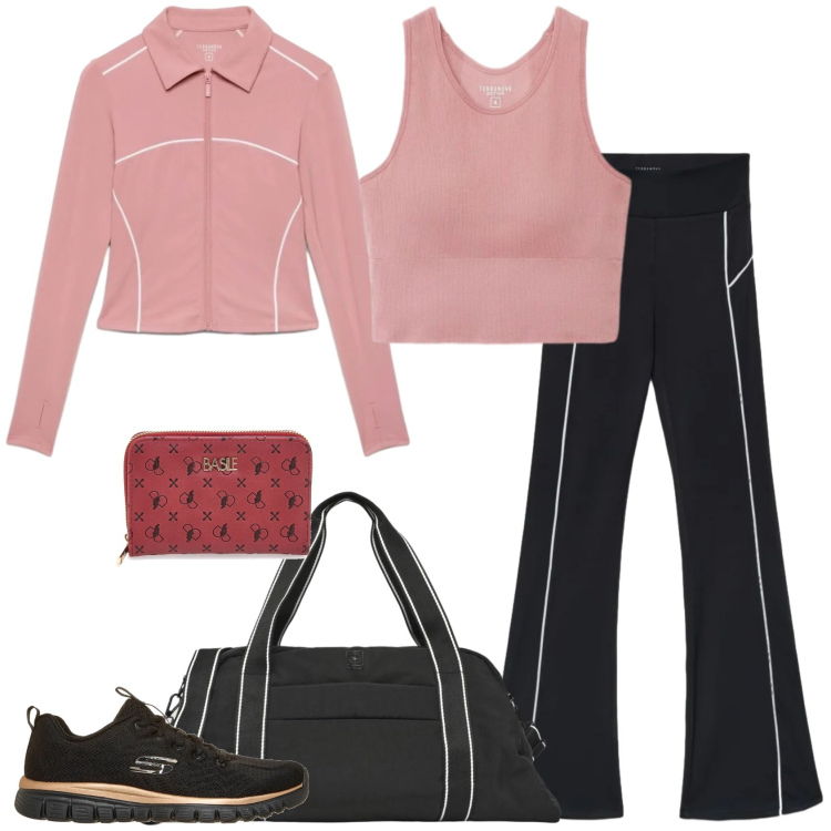 Outfit donna - Terranova - Active Collection FW26. Stile Sporty chic per Sport. Abbinamento con felpe sportive, borse sportive, top sportivi, leggings sportivo, sneakers, portafogli.