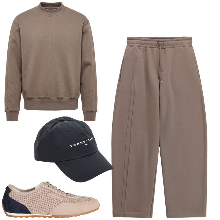 Outfit uomo - Settembre. Stile Casual per Tutti i giorni. Abbinamento con sneakers, felpe, pantaloni, cappelli con visiera.