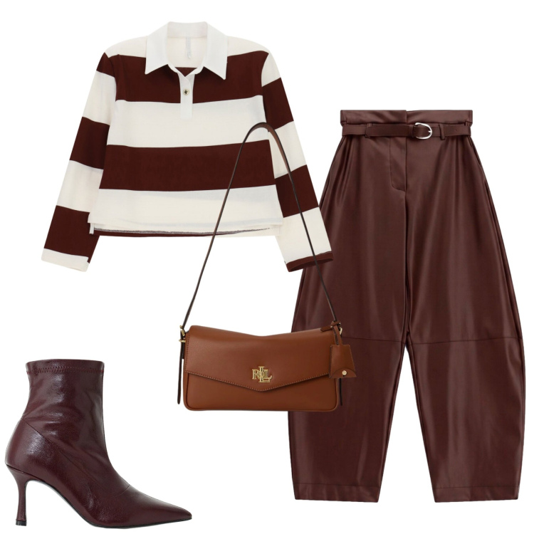 Outfit donna - City. Stile Casual chic per Tutti i giorni. Abbinamento con pantaloni, stivaletti, maglieria, borse a spalla.