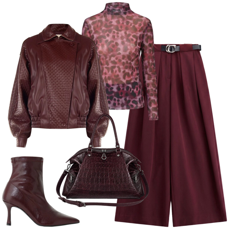 Outfit donna - City. Stile Casual chic per Tutti i giorni. Abbinamento con pantaloni a palazzo, stivaletti, giacche, t-shirt, shopping bag.