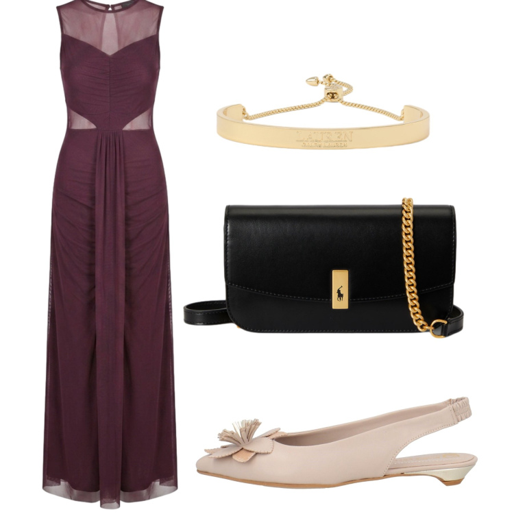 Outfit donna - Total look #2468429. Stile Chic per Serata fuori. Abbinamento con ballerine, vestiti lunghi, clutch, braccialetti.