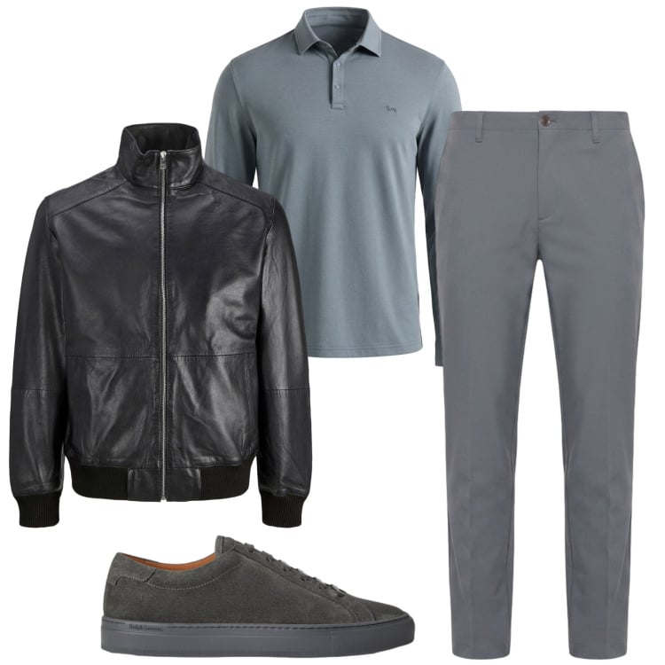 Outfit uomo - Total look #2468466. Stile Trendy per Tutti i giorni. Abbinamento con giacche, polo, pantaloni, sneakers.