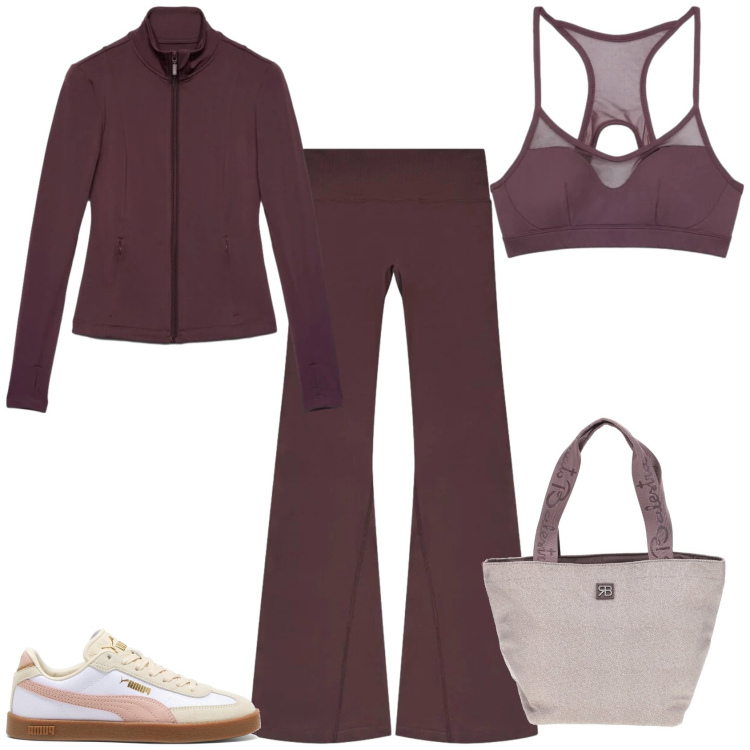 Outfit donna - Sporty chic mi tengo in forma. Stile Sporty chic per Sport. Abbinamento con leggings sportivo, top sportivi, felpe sportive, shopping bag, sneakers.