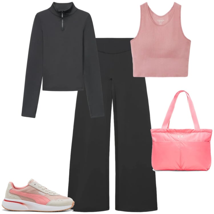 Outfit donna - Sporty chic mi tengo in forma. Stile Sporty chic per Sport. Abbinamento con leggings sportivo, top sportivi, t-shirt sportive, sneakers, borse tote.
