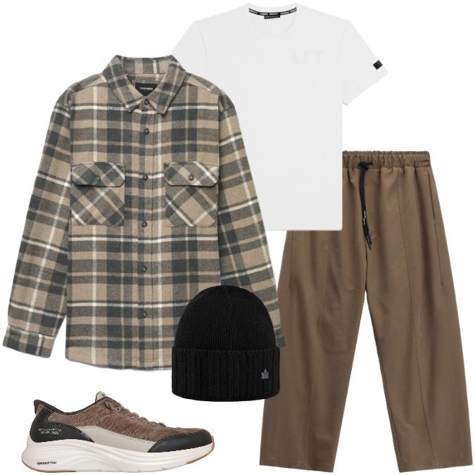 Outfit uomo - Urban transition - Settembre. Stile Urban per Tutti i giorni. Abbinamento con pantaloni, camicie, t-shirt, cappelli, sneakers.
