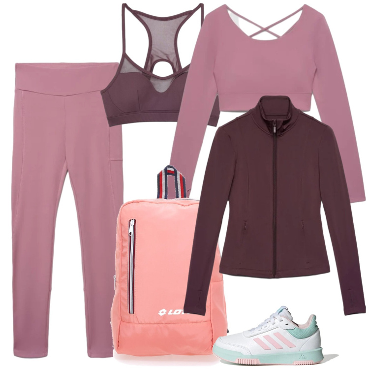 Outfit donna - Non nero. Stile Sporty chic per Sport. Abbinamento con t-shirt sportive, leggings sportivo, top sportivi, felpe sportive, zaini, sneakers.