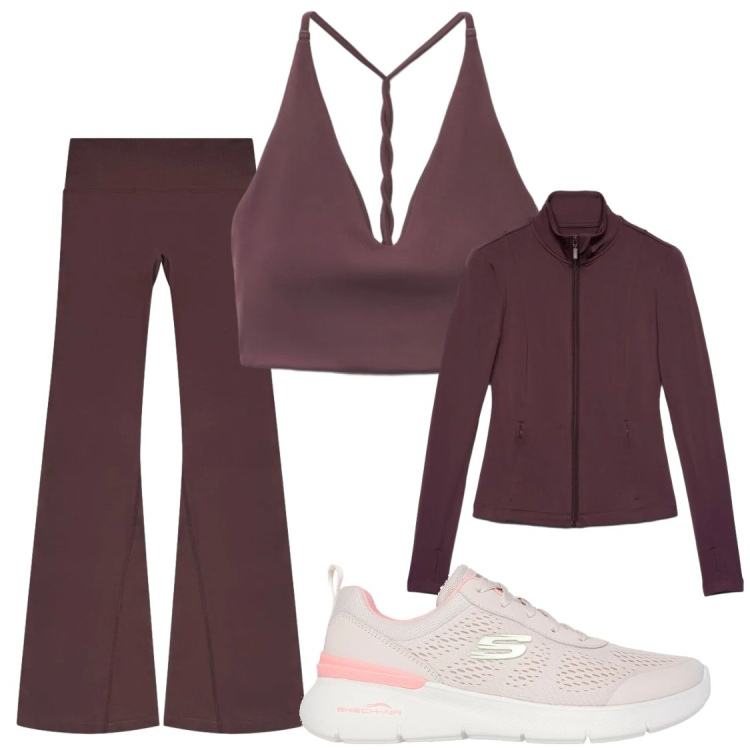 Outfit donna - Autunno sport. Stile Sporty chic per Sport. Abbinamento con leggings sportivo, felpe sportive, top sportivi, sneakers.