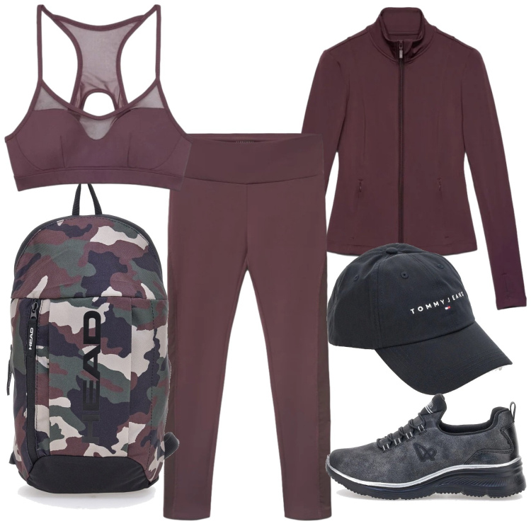 Outfit donna - Ritorno in palestra. Stile Trendy per Sport. Abbinamento con felpe sportive, top sportivi, leggings sportivo, zaini, sneakers, cappelli con visiera.