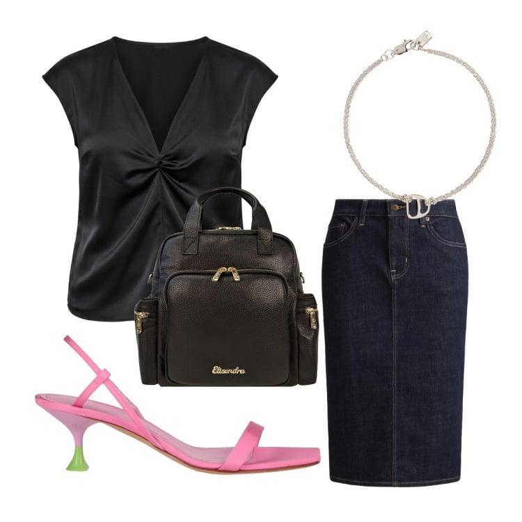 Outfit donna - Settembre curvy. Stile Basic per Tutti i giorni. Abbinamento con sandali in pelle, canottiere, zaini, gonne, braccialetti con ciondoli.
