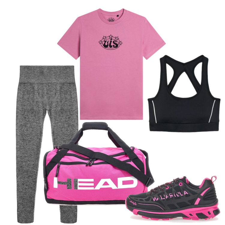Outfit donna - Allenamento del giovedi. Stile Casual per Sport. Abbinamento con leggings sportivo, top sportivi, t-shirt sportive, borse sportive, scarpe sportive.