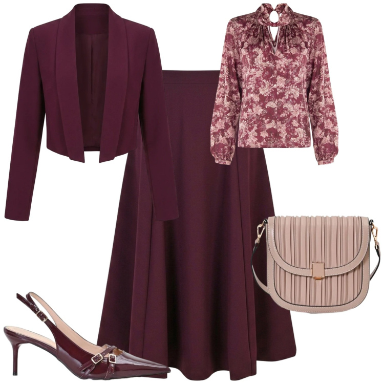 Outfit donna - Chic dall ufficio all evento speciale. Stile Chic per Tutti i giorni. Abbinamento con gonne lunghe, borse a tracolla, décolleté, blazer, bluse.