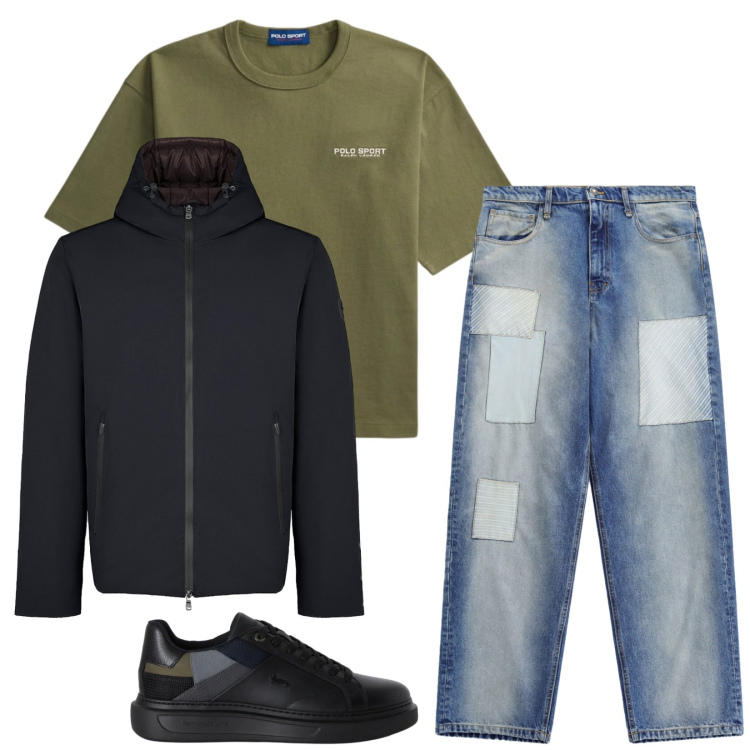 Outfit uomo - Total look #2468693. Stile Urban per Tutti i giorni. Abbinamento con sneakers, jeans, giacche, t-shirt.