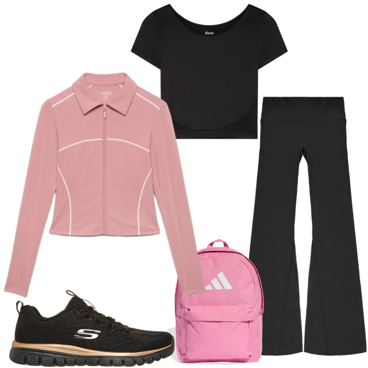 Outfit donna - Terranova Active collection. Stile Casual per Sport. Abbinamento con felpe sportive, leggings sportivo, t-shirt sportive, sneakers, zaini.