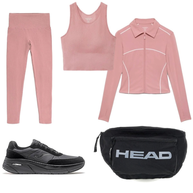 Outfit donna - Terranova Active Collection FW26. Stile Sporty chic per Sport. Abbinamento con felpe sportive, leggings sportivo, top sportivi, marsupi, sneakers.