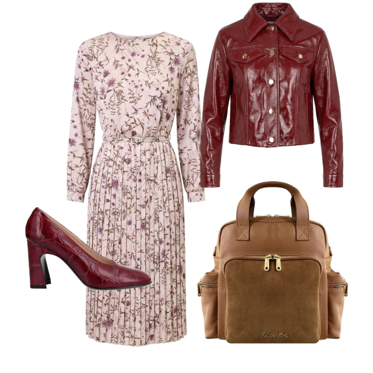 Outfit donna - L\'abito plissettato. Stile Bon Ton per Ufficio. Abbinamento con décolleté, giacche, vestiti midi/longuette, zaini.