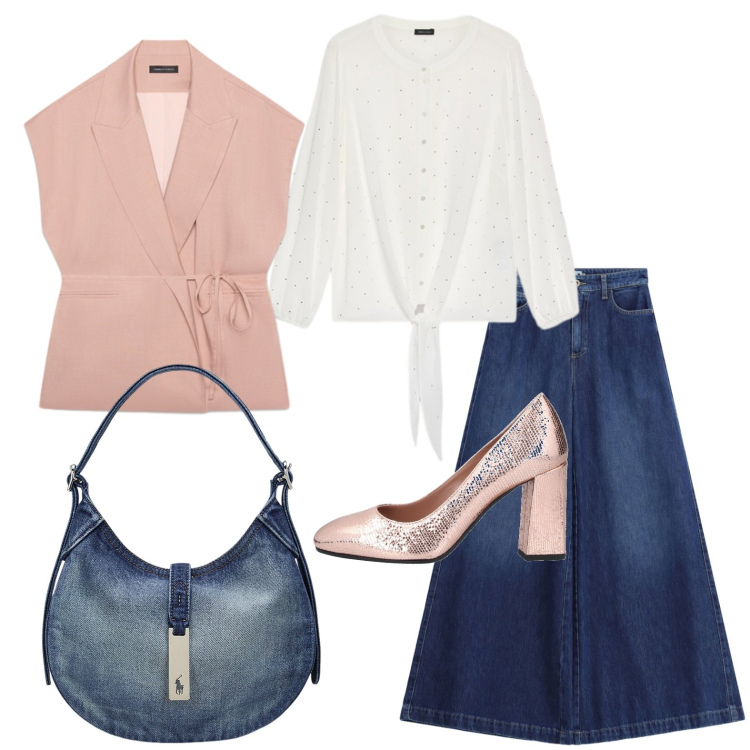 Outfit donna - Gilet e pantapalazzo. Stile Trendy per Ufficio. Abbinamento con décolleté, jeans, camicie, gilet, borse a spalla.