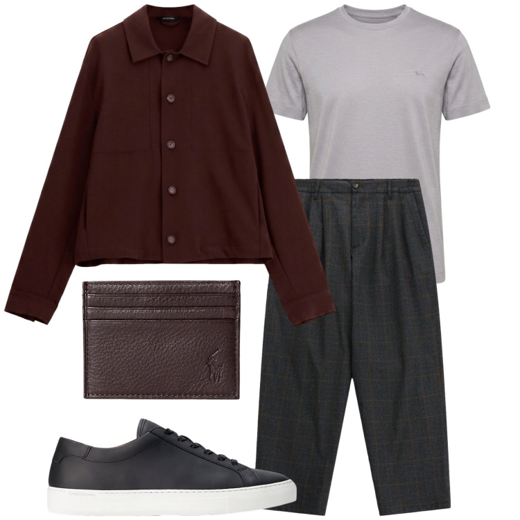 Outfit uomo - Total look #2468813. Stile Trendy per Serata speciale. Abbinamento con t-shirt, pantaloni, camicie, sneakers, portafogli.