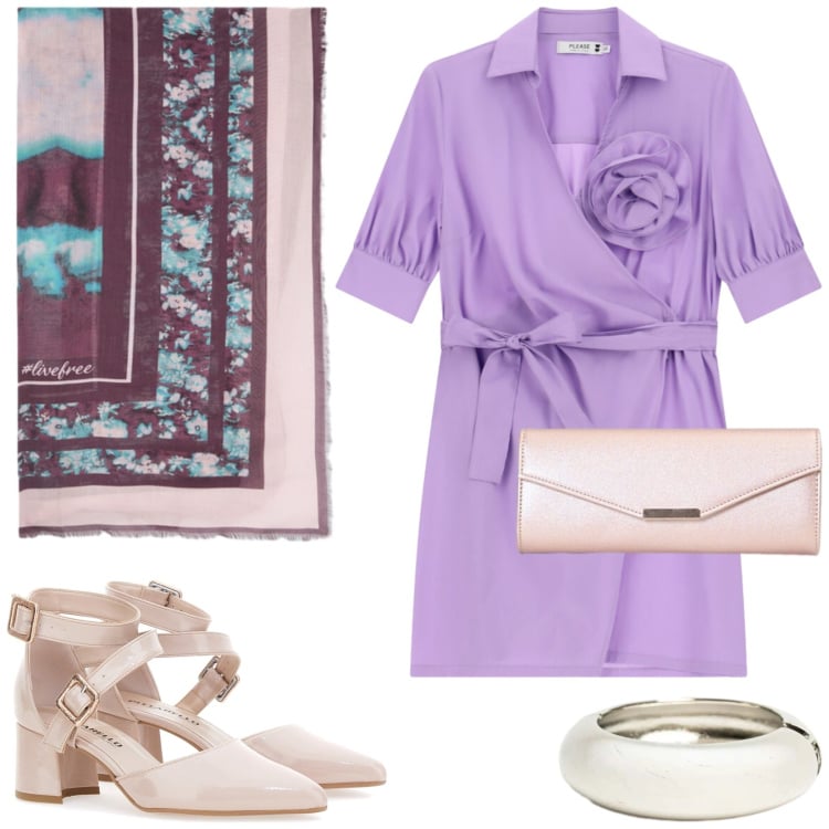 Outfit donna - Total look #2468832. Stile Bon Ton per Cerimonia. Abbinamento con clutch, vestiti lunghi, foulard, braccialetti, décolleté.