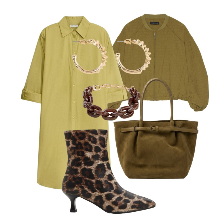 Outfit donna - Total look #2468842. Stile Glamour per Tutti i giorni. Abbinamento con blazer, borse a spalla, stivaletti, braccialetti, orecchini, vestiti chemisier.