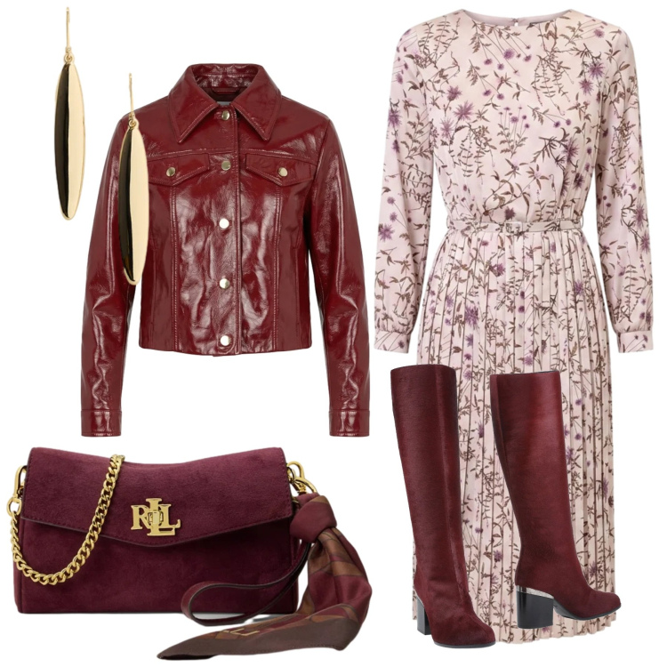 Outfit donna - Red passion. Stile Casual chic per Tutti i giorni. Abbinamento con stivali, giacche, vestiti midi/longuette, orecchini, borse a tracolla.