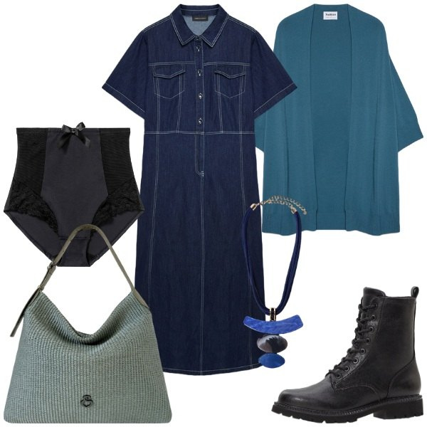 Outfit donna - Total look #2468858. Stile Urban per Tutti i giorni. Abbinamento con culotte, stivaletti, cardigans, vestiti chemisier, ciondoli, borse a spalla.