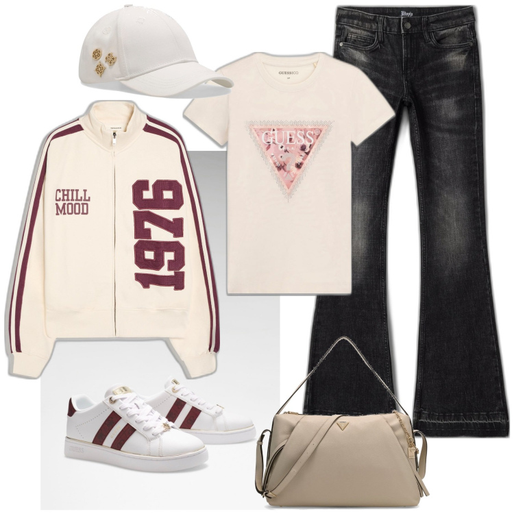 Outfit mujer - Sporty chic #1796. Estilo Sporty chic para Todos los días. Combinación con sudaderas, vaqueros, sneakers, bandoleras, camiseta, sombreros o gorros con visera.