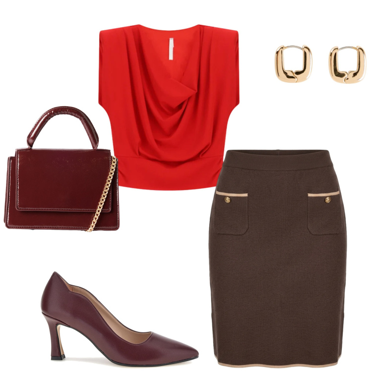 Outfit donna - Total look #2468873. Abbinamento con orecchini, top, borse a tracolla, gonne, décolleté.