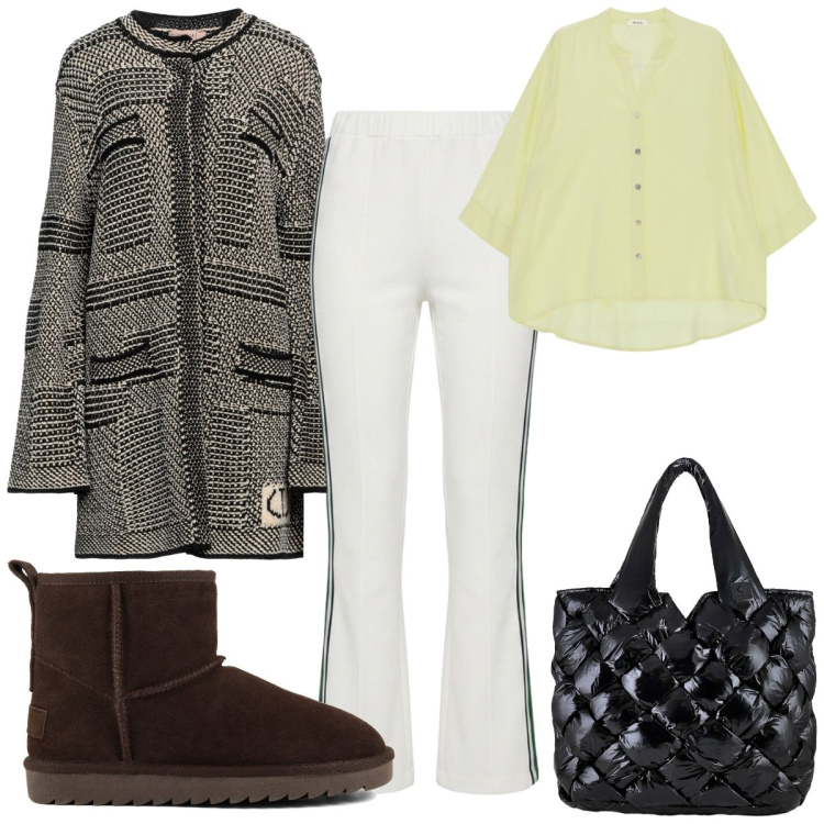 Outfit donna - Total look #2468980. Stile Etnico per Tutti i giorni. Abbinamento con cappotti, pantaloni, camicie, borse tote, stivali.