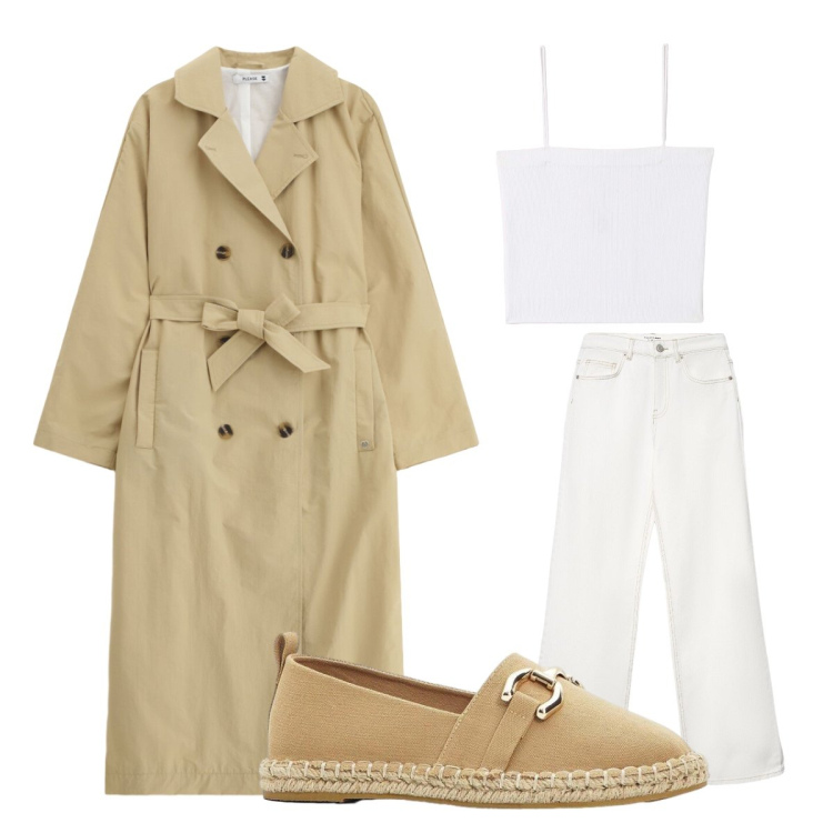 Outfit donna - Oggi mi vesto così. Stile Casual chic per Tutti i giorni. Abbinamento con espadrillas, canottiere, jeans, trench.