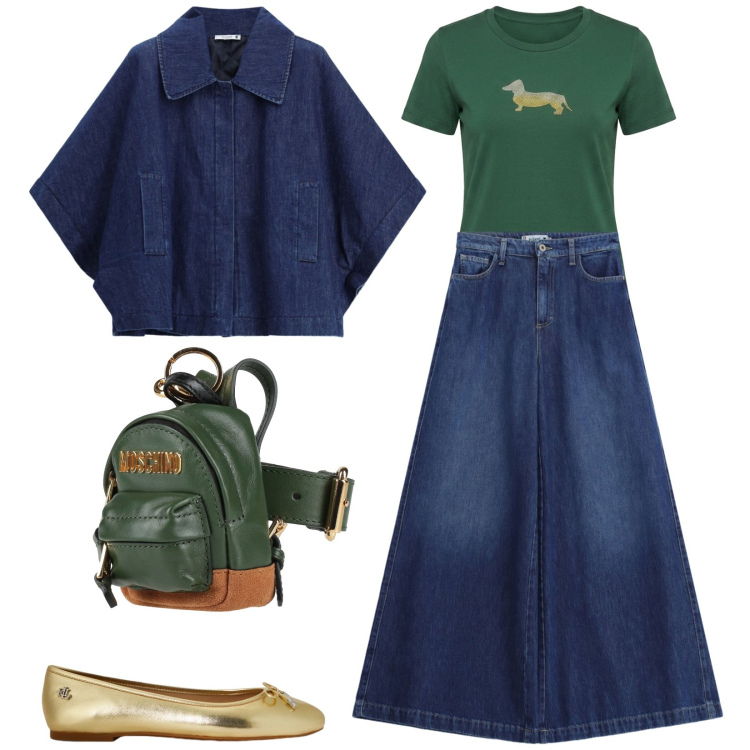 Outfit donna - Total look #2469084. Stile Urban per Tutti i giorni. Abbinamento con marsupi, t-shirt, blazer, jeans, ballerine.