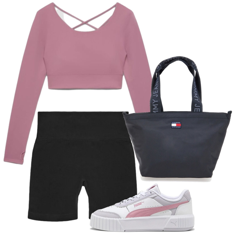 Outfit donna - Terranova - Active Collection FW26. Stile Sporty chic per Sport. Abbinamento con t-shirt sportive, leggings sportivo, borse tote, sneakers.