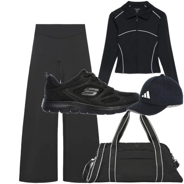 Outfit donna - Terranova - Active Collection FW26. Stile Sporty chic per Sport. Abbinamento con leggings sportivo, borse sportive, felpe sportive, sneakers, cappelli con visiera.