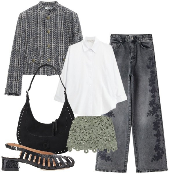 Outfit donna - Copricapo ricamato. Stile Urban per Tutti i giorni. Abbinamento con camicie, accessori per capelli, borse a spalla, jeans, cappotti, décolleté.