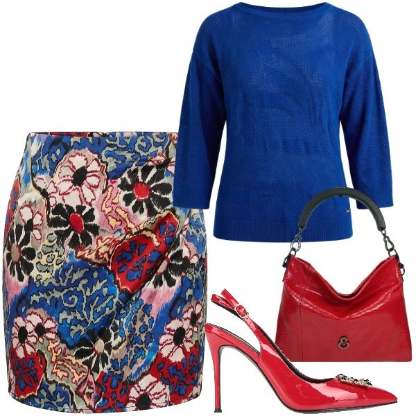 Outfit donna - Azzardare coi colori. Stile Sexy per Tutti i giorni. Abbinamento con décolleté, maglieria, minigonne, borse a mano.