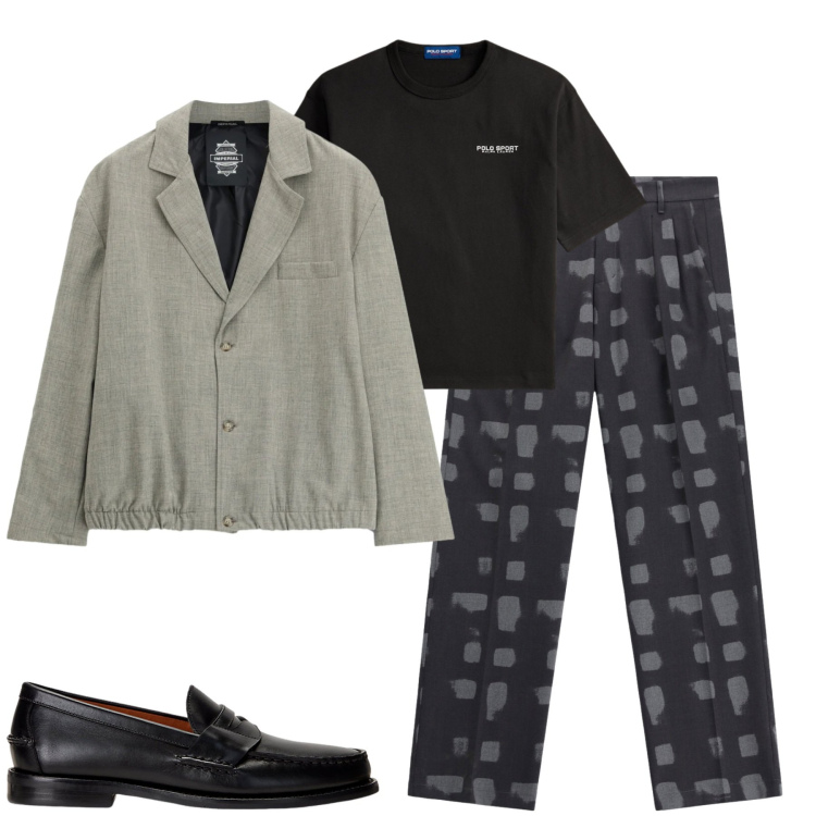 Outfit uomo - City. Stile Urban per Tutti i giorni. Abbinamento con pantaloni, giacche, scarpe stringate, t-shirt.