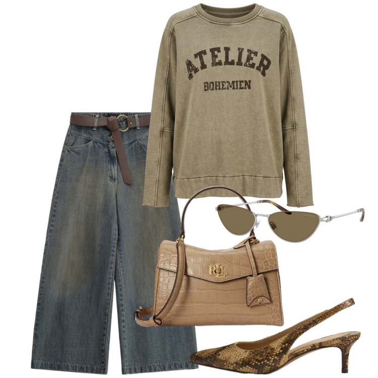 Outfit donna - Settembre. Stile Casual chic per Tutti i giorni. Abbinamento con jeans boyfriend, felpe, borse a mano, décolleté, occhiali da sole.
