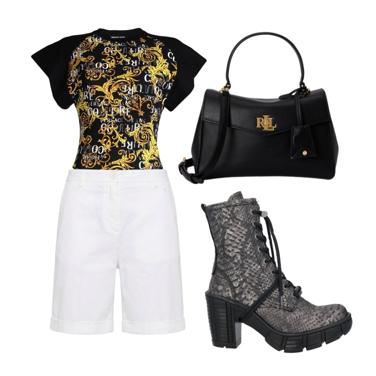Outfit donna - Settembre. Stile Casual chic per Serata fuori. Abbinamento con stivaletti, body, bermuda, borse a mano.