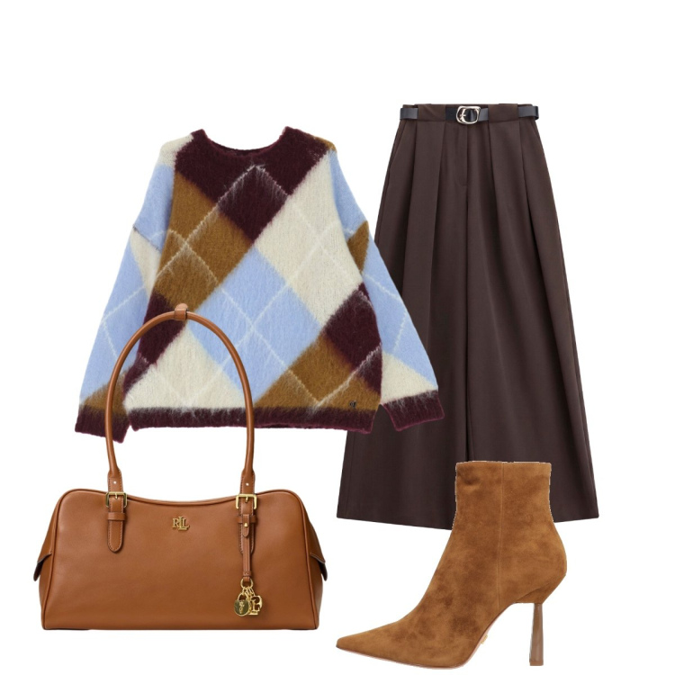 Outfit donna - L’autunno si avvicina…. Stile Preppy per Tutti i giorni. Abbinamento con stivaletti, pantaloni a palazzo, maglieria, borse a mano.