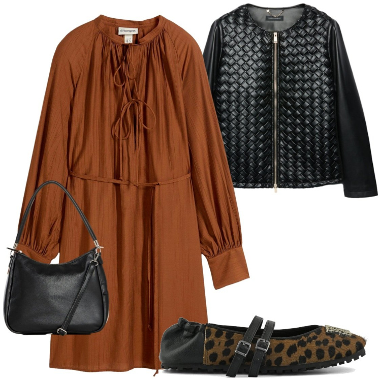 Outfit donna - Total look #2469284. Stile Chic per Ufficio. Abbinamento con vestiti, borse a mano, blazer, ballerine.