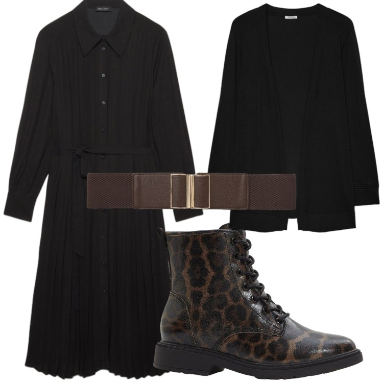 Outfit donna - Da mattino a sera. Stile Chic per Ufficio. Abbinamento con stivaletti, cinture, vestiti chemisier, cardigans.